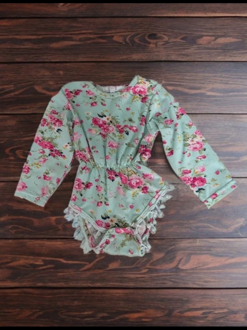 Bailey Blossom Floral Mint Long-Sleeve Baby Romper